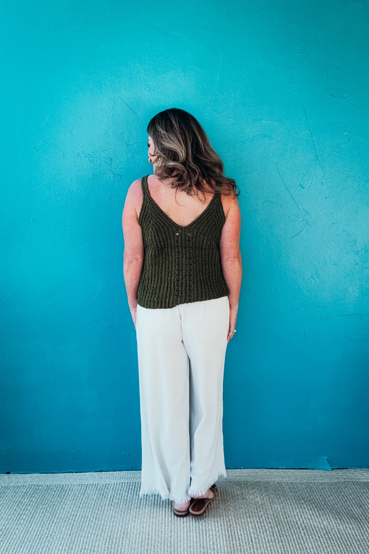 Tabitha Wide Leg Cropped Linen Pants in Oatmeal