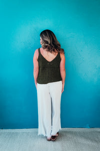 Tabitha Wide Leg Cropped Linen Pants in Oatmeal