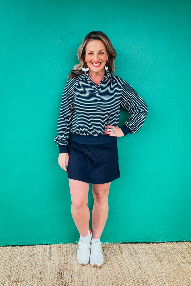 Shanna Sporty Tennis Skirt in Navy