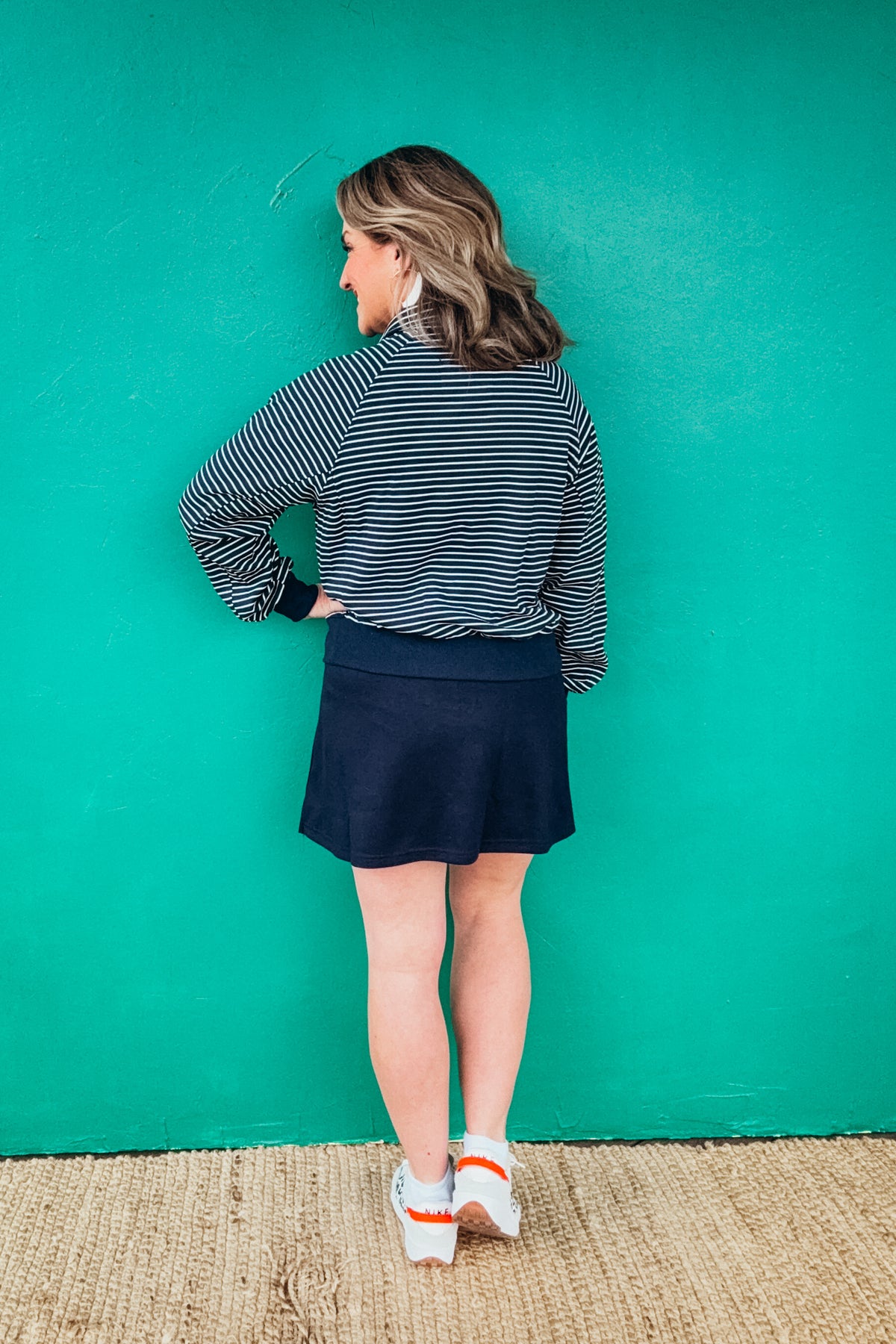 Henley Style Striped Sweatshirt