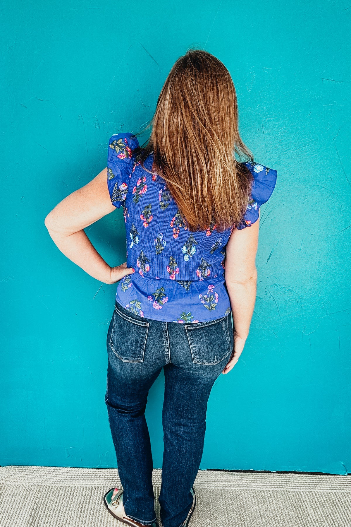 Colette Floral Smocked Ruffle Peplum Top