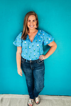 Jazleen Floral Balloon Sleeve Top