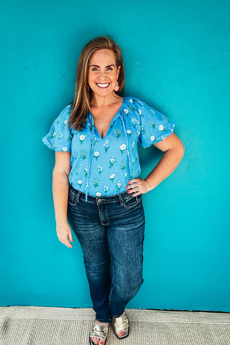 Jazleen Floral Balloon Sleeve Top