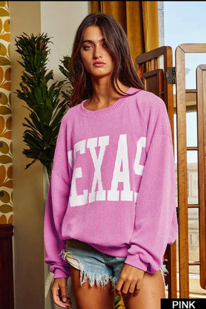 TEXAS Ribbed Oversized Sweatshirt
