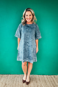 Giselle Tie Back Detail Swing Hem Denim Dress