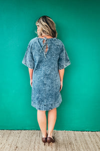 Giselle Tie Back Detail Swing Hem Denim Dress