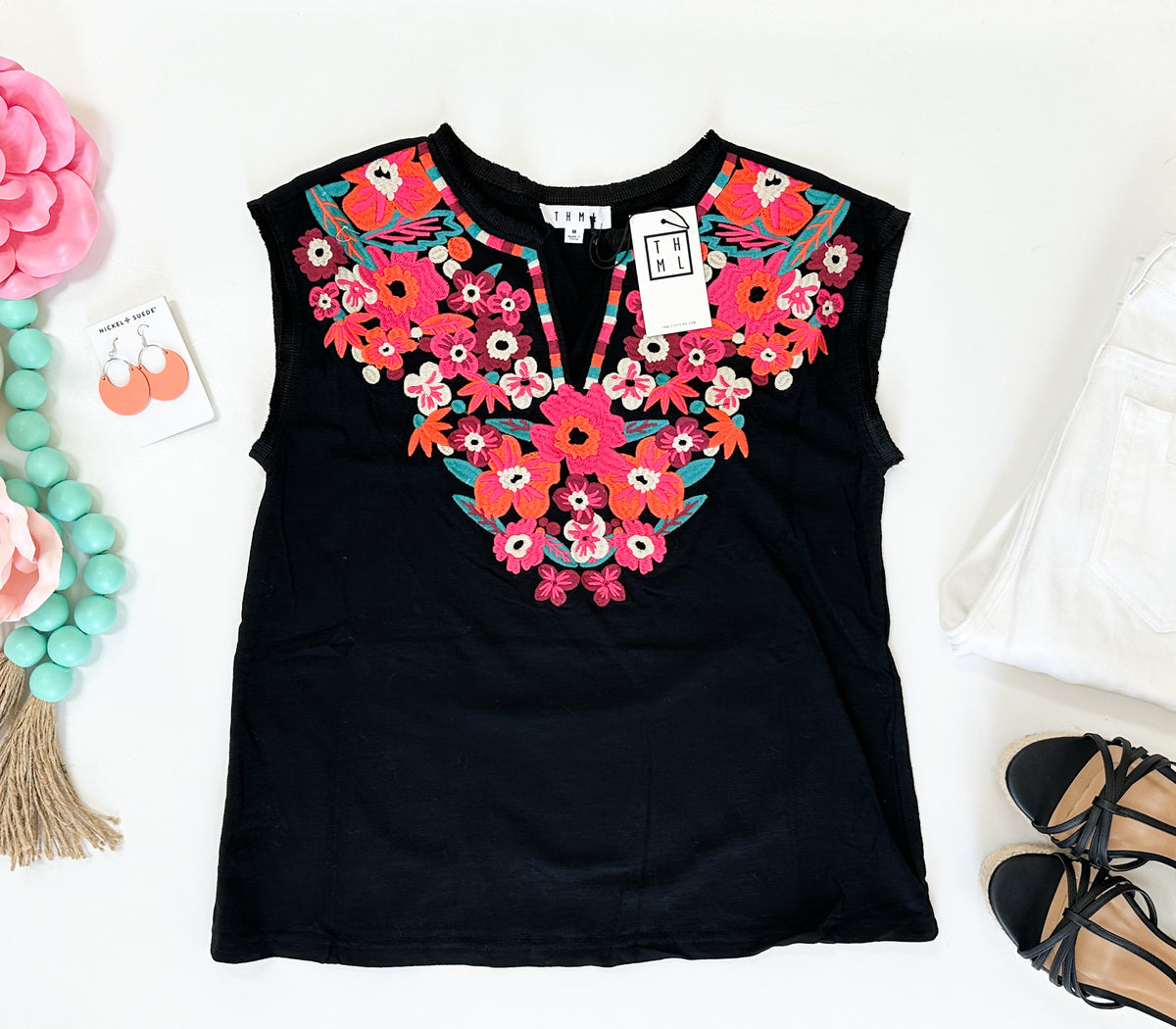 Lilly Black Embroidered Top