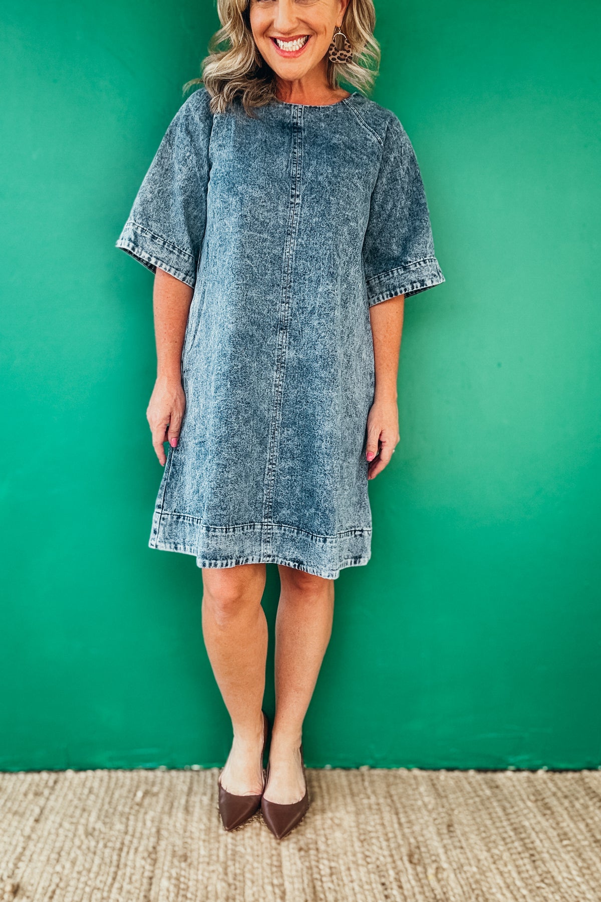 Giselle Tie Back Detail Swing Hem Denim Dress