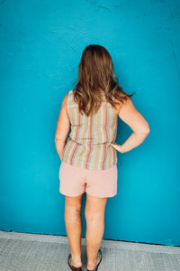 Indie Multi Color Striped Gauze Top