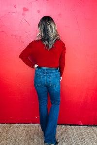 Charlotte Gathered Puff Sleeve Mock Neck Top