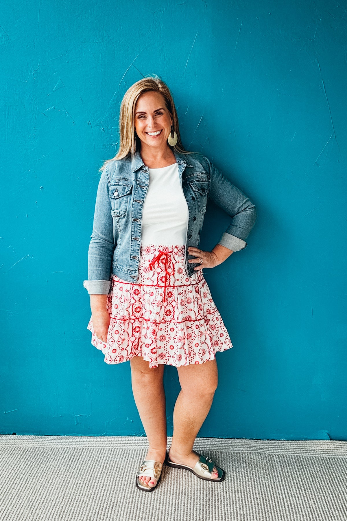 Elizabeth Geometric Floral Print Tiered Mini Skirt