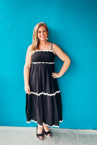 Sunny Ric Rac Trim Detail Maxi Strap Dress