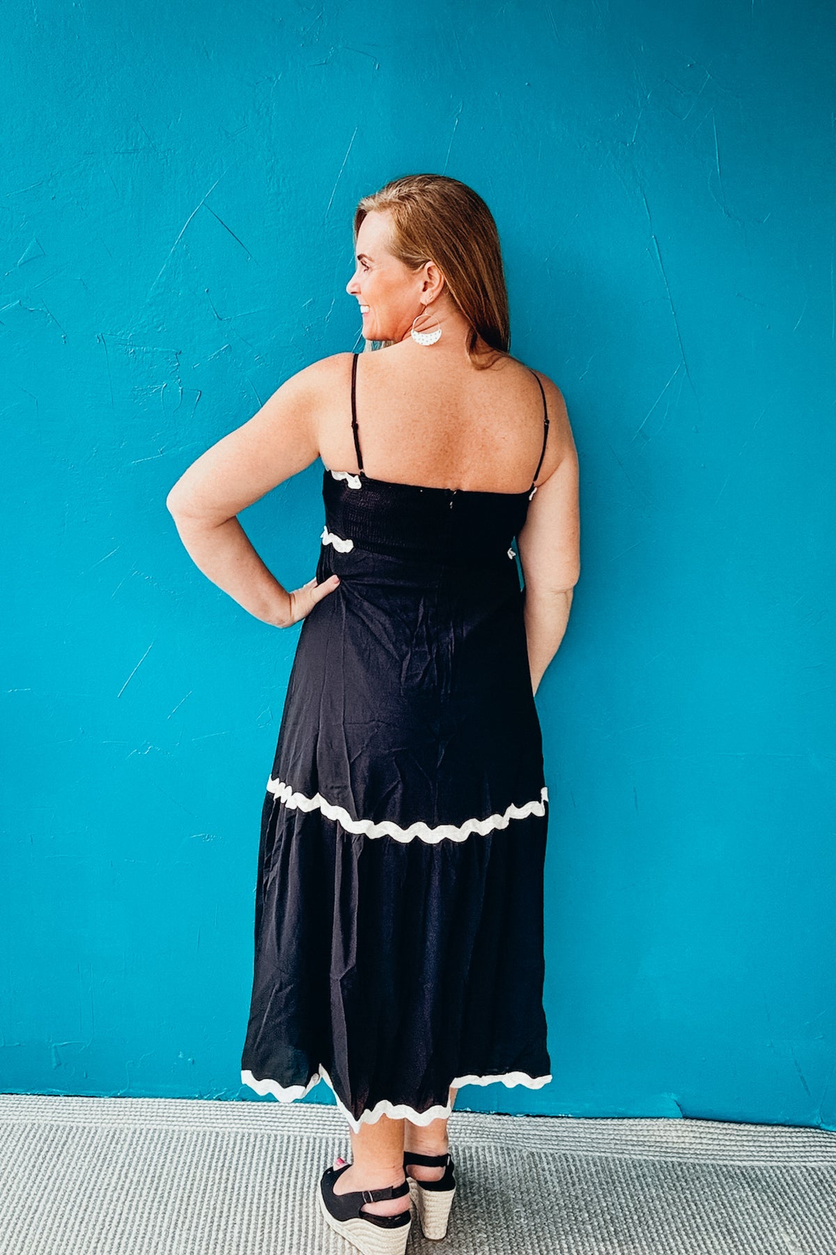 Sunny Ric Rac Trim Detail Maxi Strap Dress