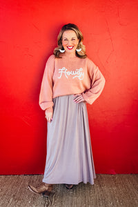 Howdy Embroidered Round Neck Oversized Sweater