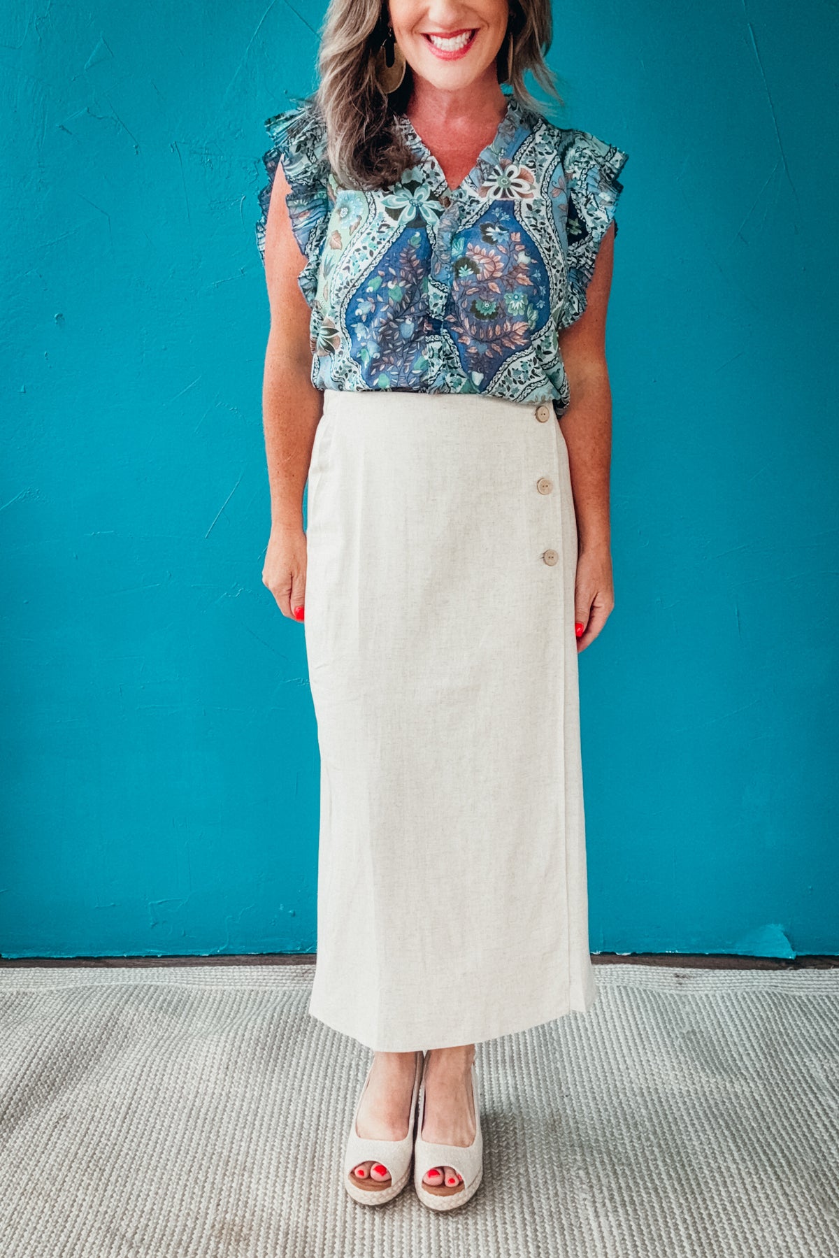 Robin Linen Blend Midi Wrap Skirt