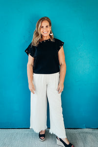 Valencia Solid Short Sleeve Top in Black