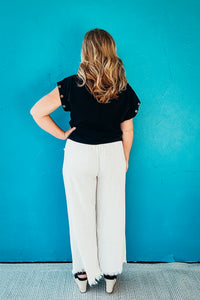 Valencia Solid Short Sleeve Top in Black