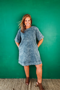 Giselle Tie Back Detail Swing Hem Denim Dress