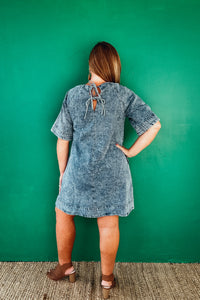 Giselle Tie Back Detail Swing Hem Denim Dress