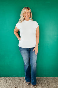 Sienna Dolman Short Sleeve Lightweight Sweater White