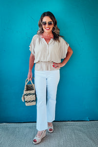 Wendy Button Front Dolman Sleeve Peplum Top