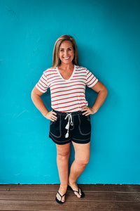Tracy Cotton Linen Blend Relaxed Fit Striped T-shirt