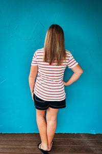 Tracy Cotton Linen Blend Relaxed Fit Striped T-shirt