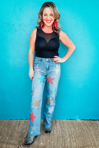 Nellie Star Bedazzled Wide Leg Jeans