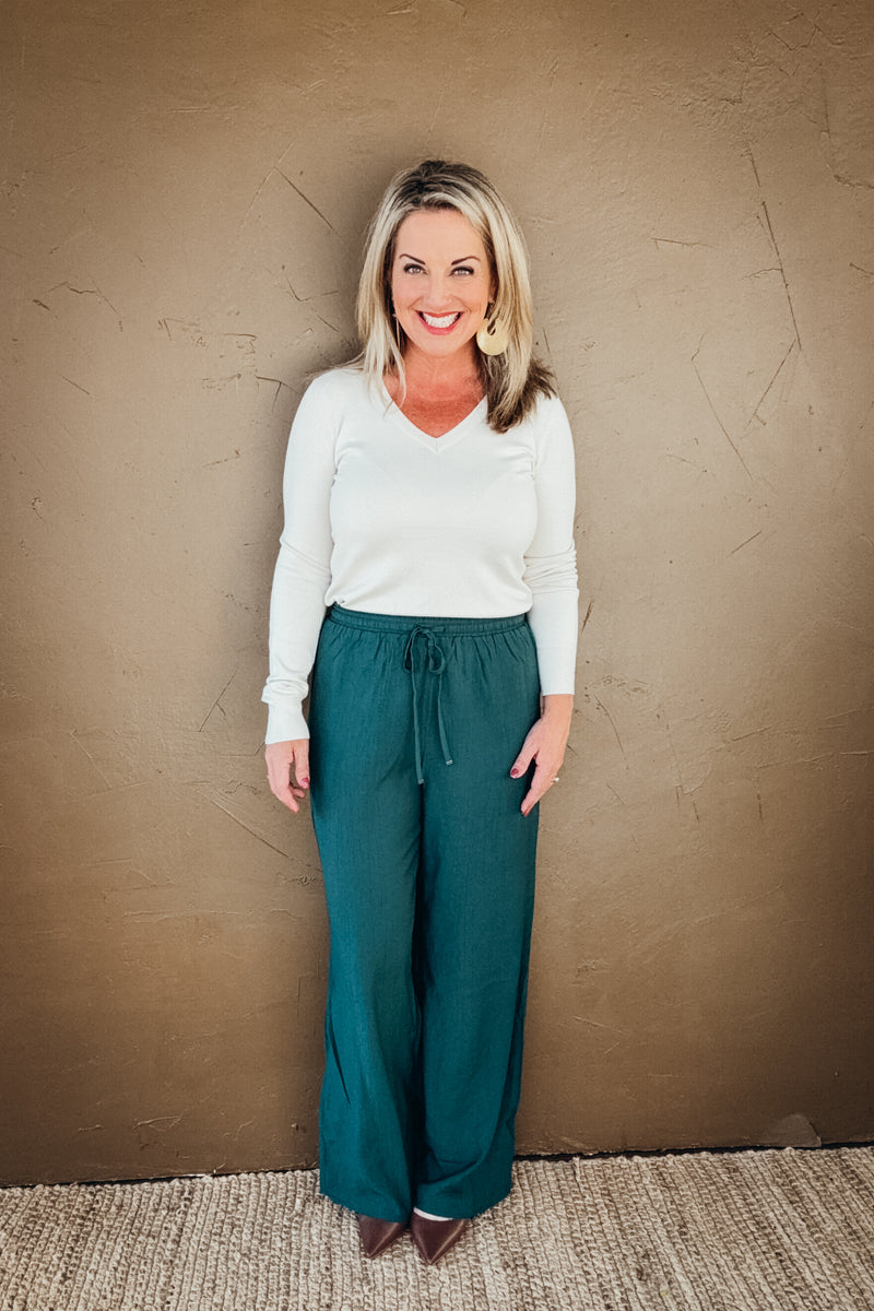 Jackie Classic V Neck Lightweight Sweater