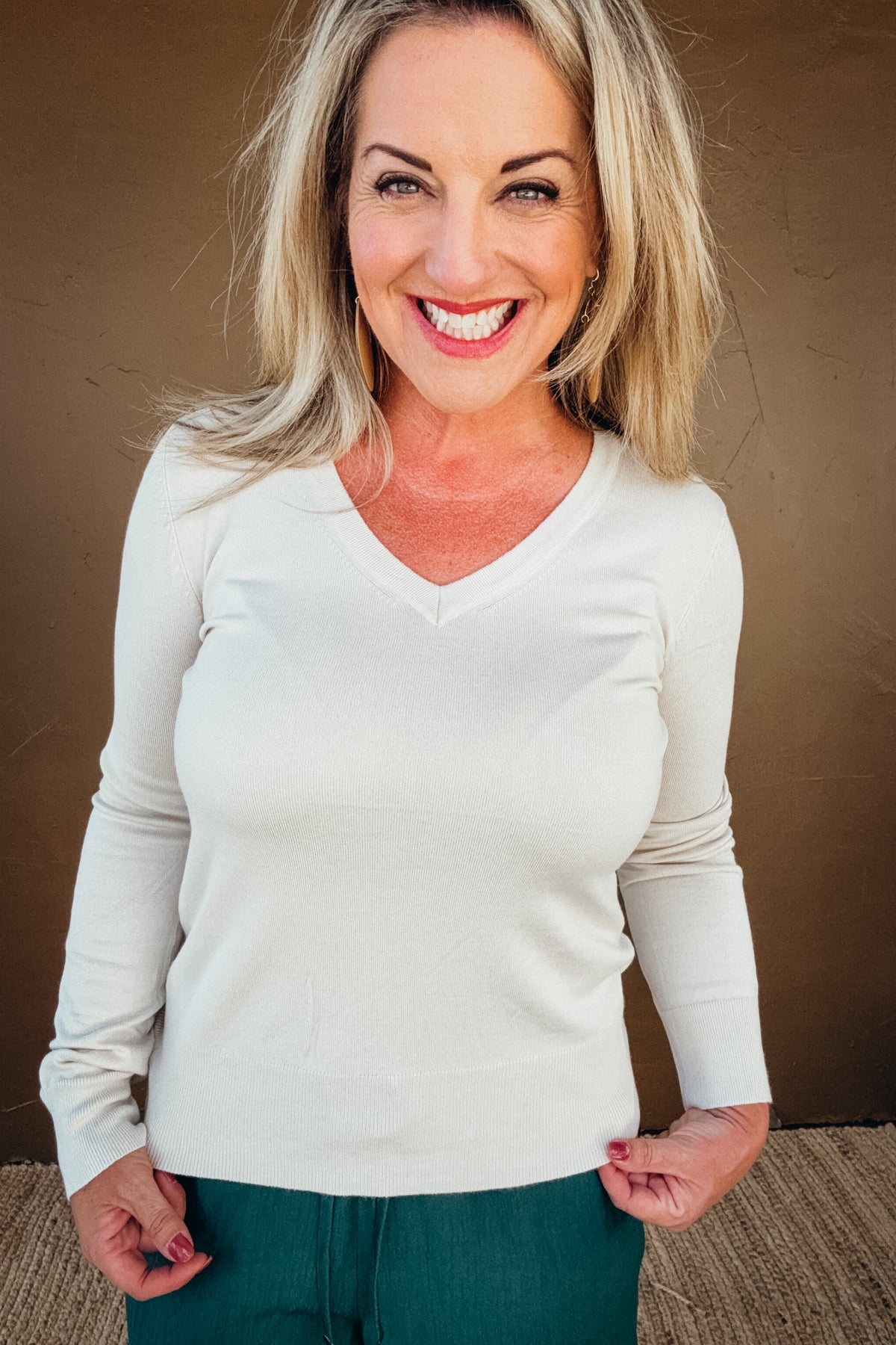 Jackie Classic V Neck Lightweight Sweater