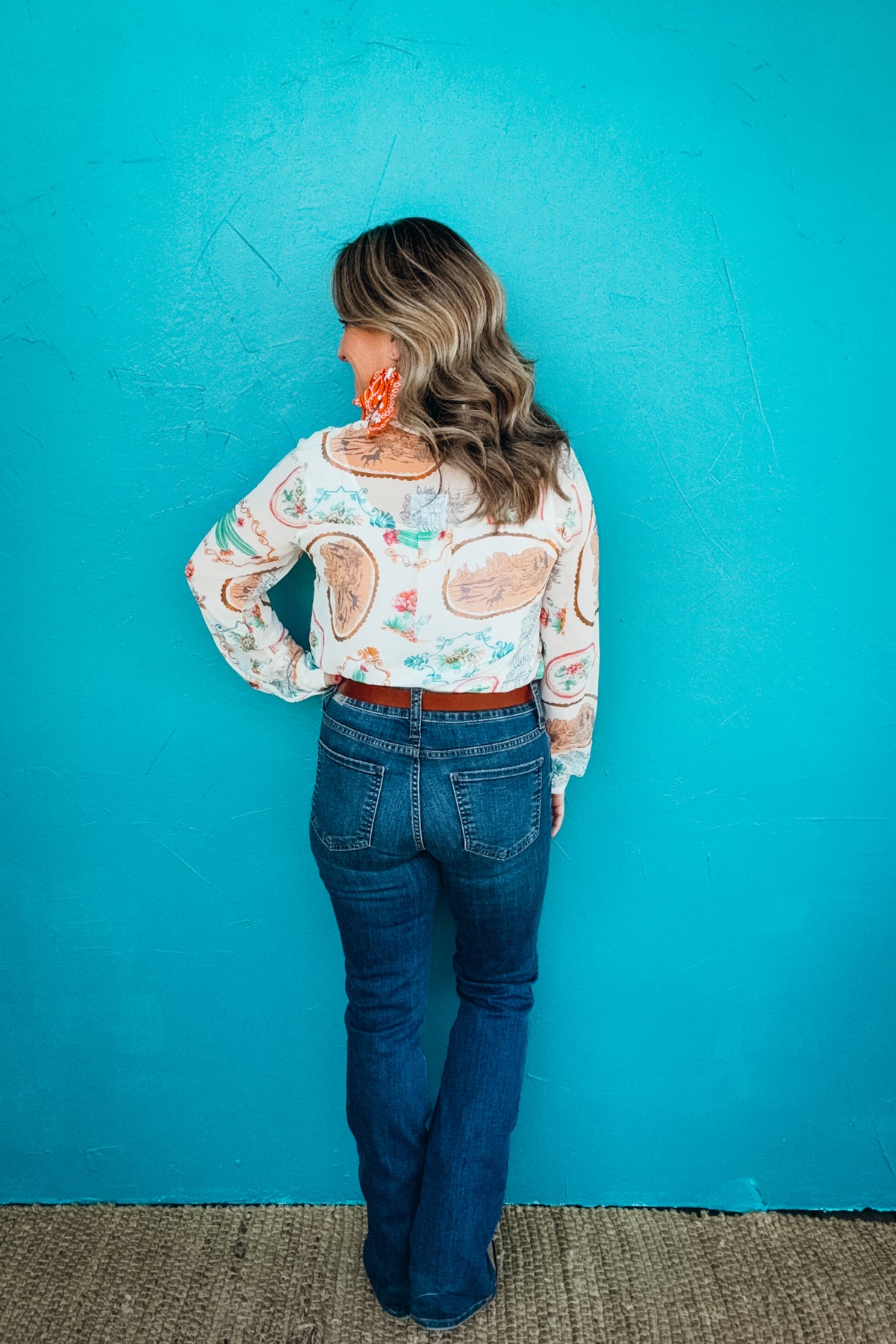 Georgia Vintage Western Print Chiffon Shirt