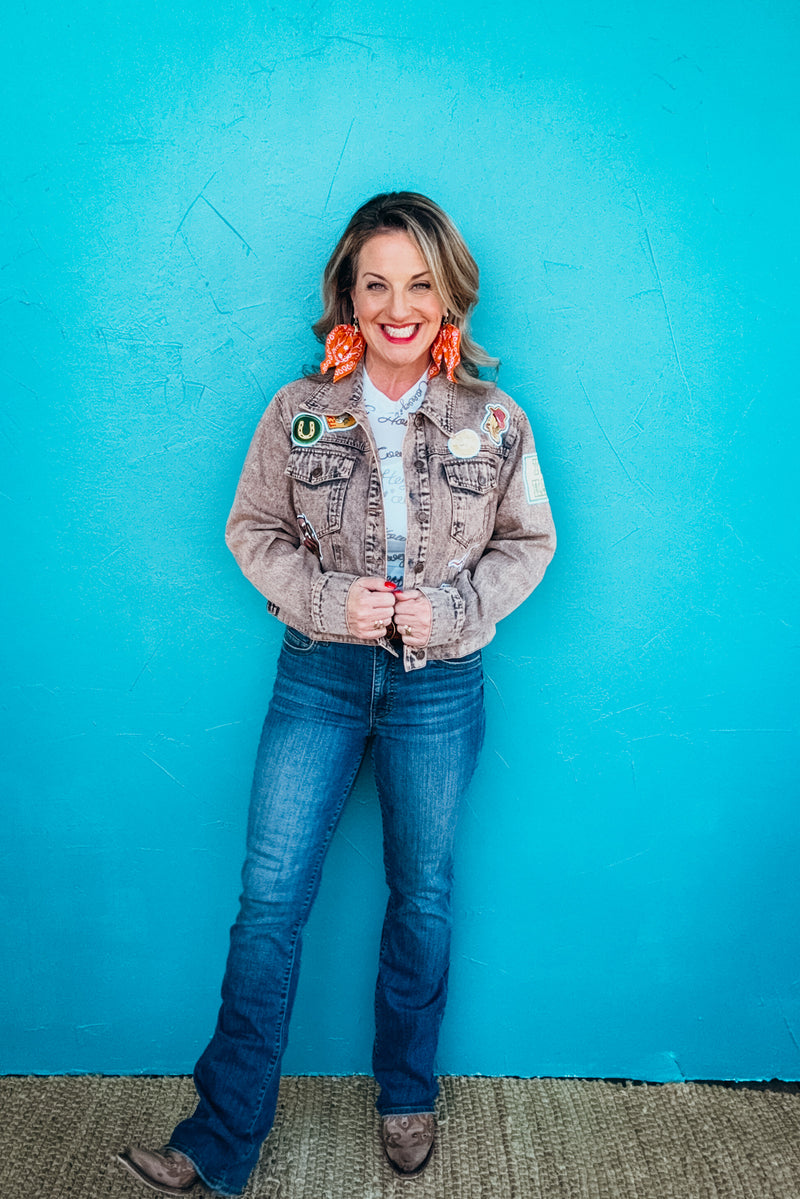 Savannah Antique Washed Western Patch Denim Jacket