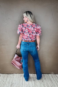 Diana Multi Color Floral Jacquard Blouse