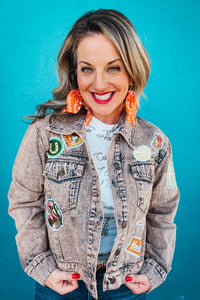 Savannah Antique Washed Western Patch Denim Jacket
