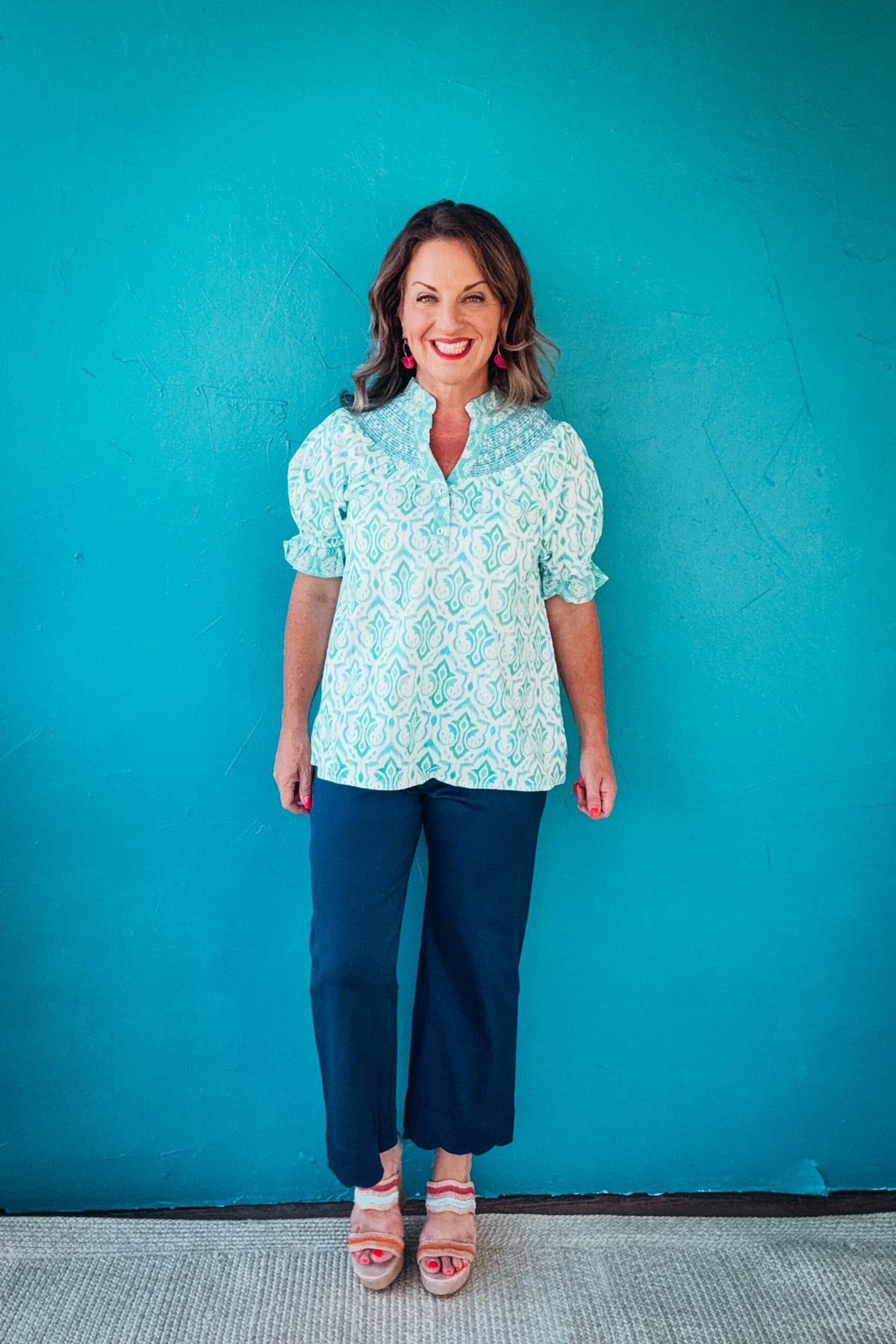 Hadley Mix Boho Puff Sleeve Smocked Top