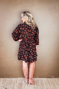 Maren Corduroy Floral Ruffle Mini Dress