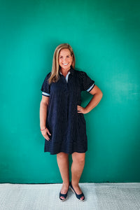 Maggie Linen Striped Polo Dress