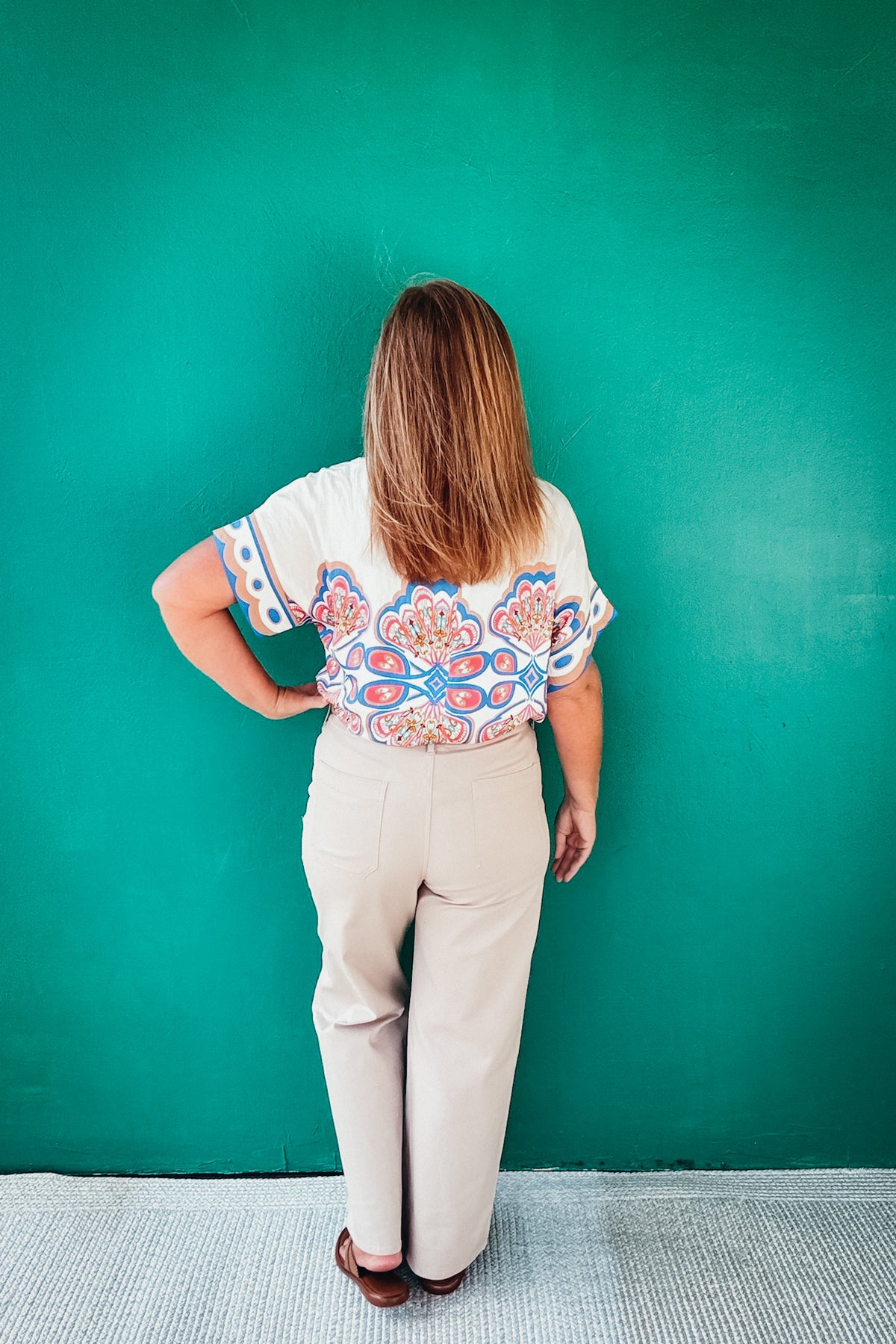 Lucy Mix Medallion Print Short Sleeve Top