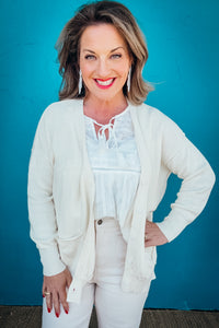 Lillian Button-down Cardigan With Contrast Weave