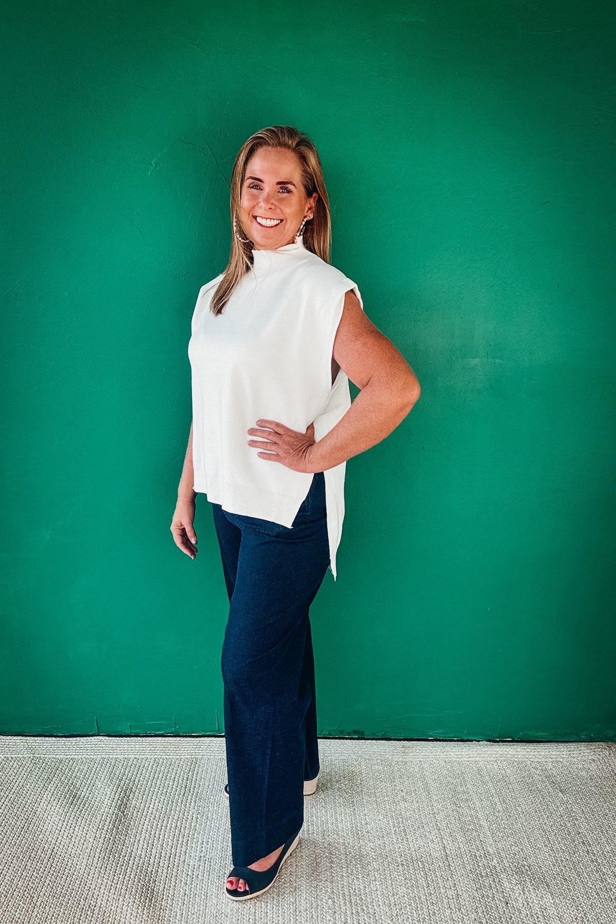 Emily Solid Mock Neck Knit Top