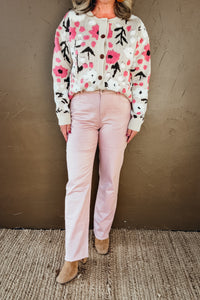 Tatum Shimmer Straight Leg Light Pink Pants