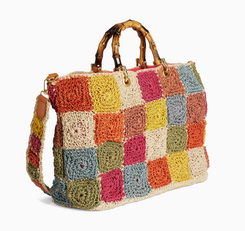Bliss Floral Tote w/ Bamboo Handles