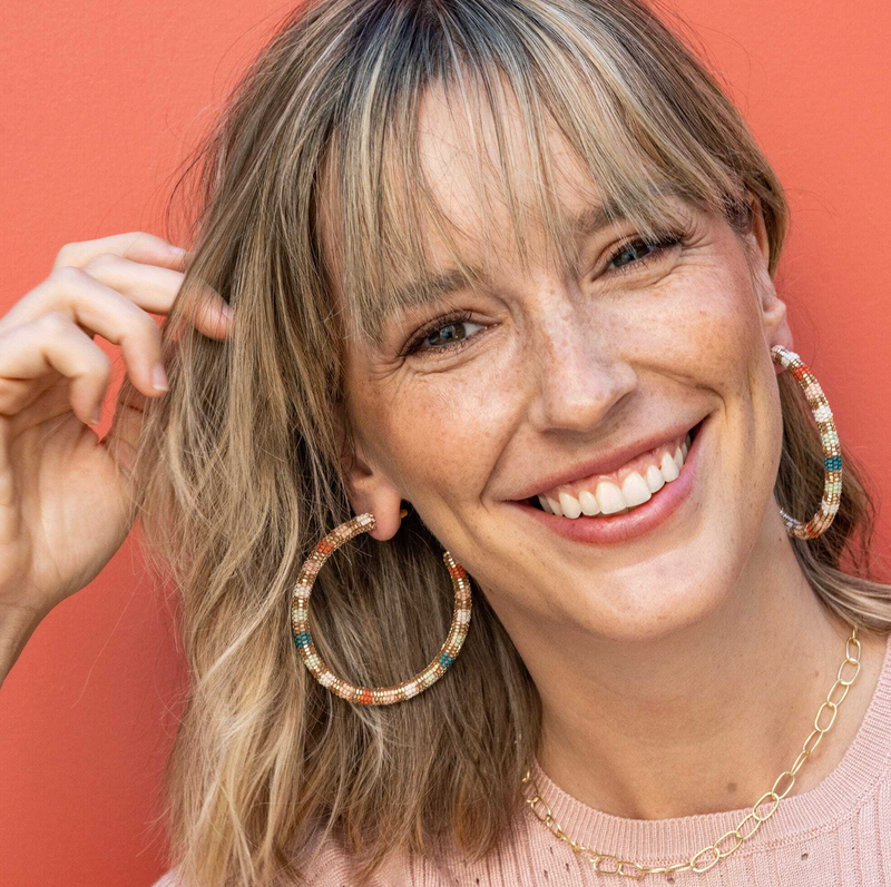 Raquel Striped Hoop Earrings Desert