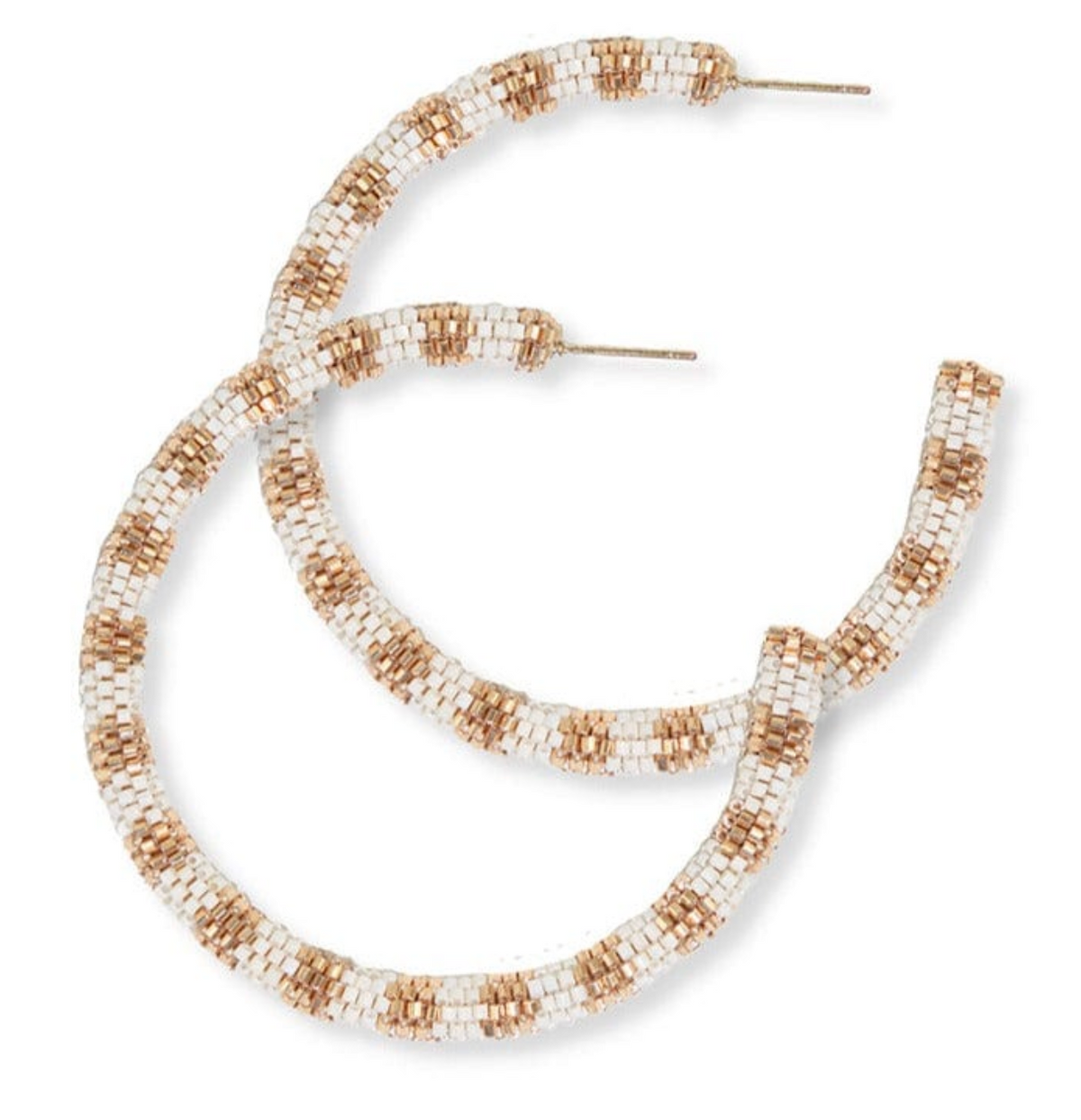 Raquel Striped Hoop Earrings Gold and White