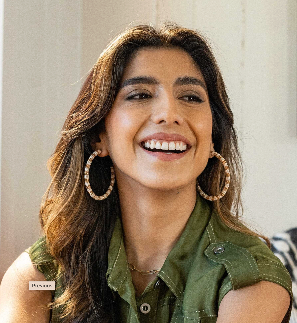 Raquel Striped Hoop Earrings Gold and White