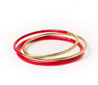 Diane Bangles Set of 3 Red Enamel + Brass