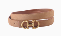 Horsebit Buckle Equestrian Stitched Suede/Napa Leather Belt