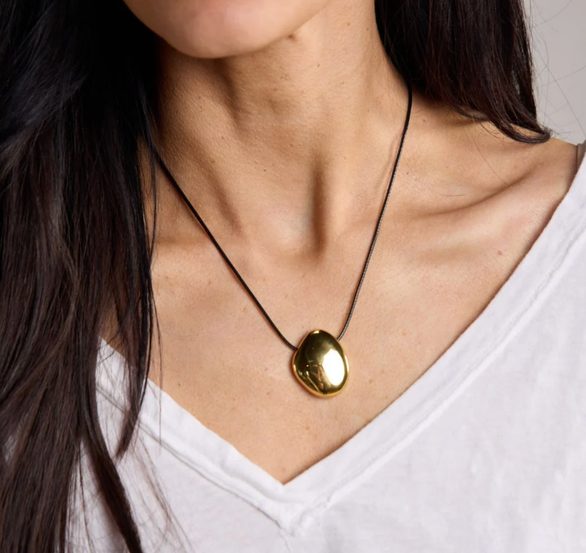 Gold Organic Pendant Cord Necklace