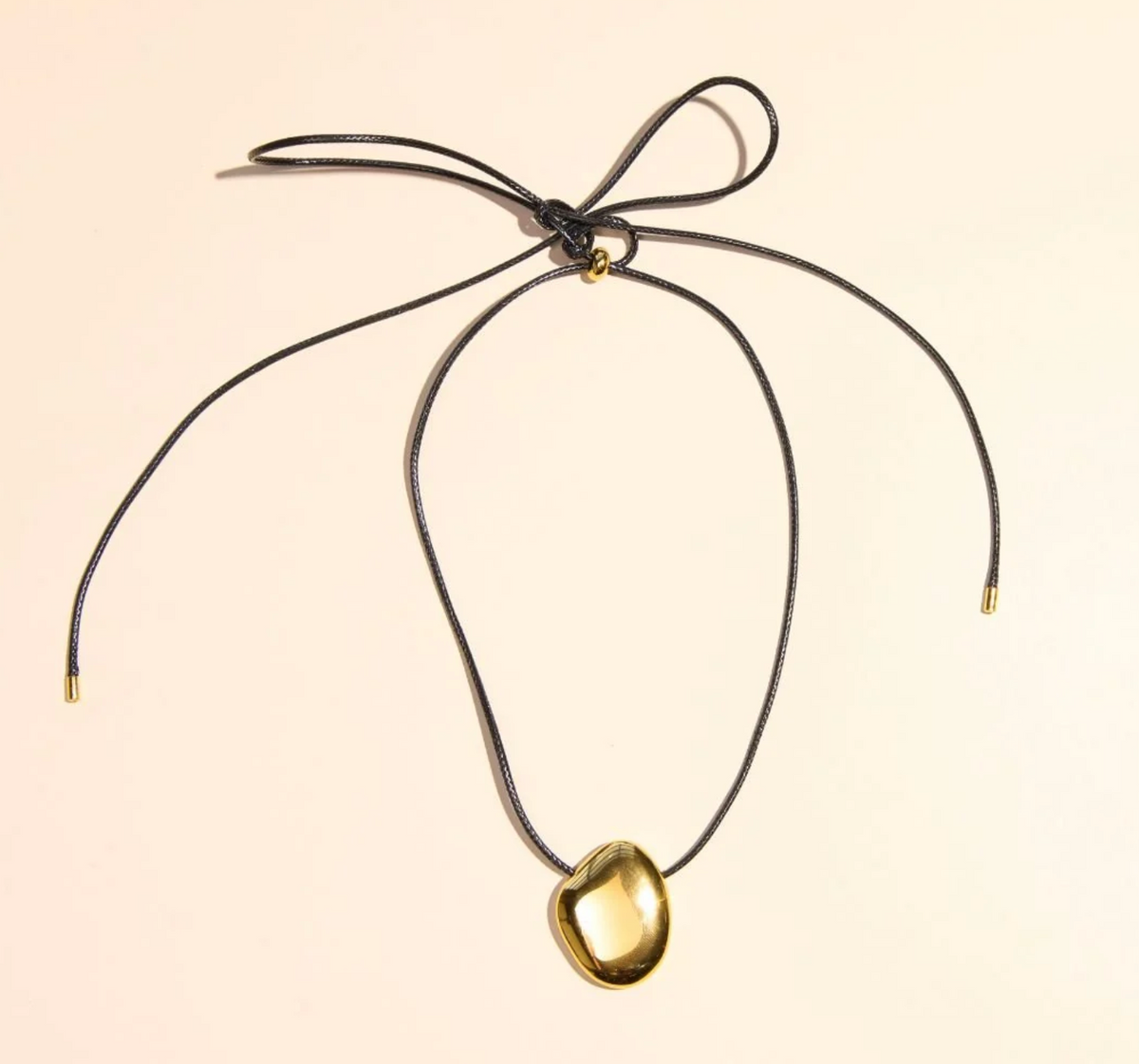 Gold Organic Pendant Cord Necklace