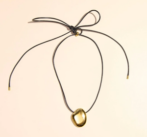 Gold Organic Pendant Cord Necklace